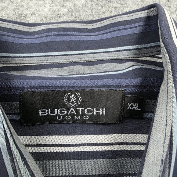 Bugatchi Uomo Shirt Mens XXL Striped Long Sleeve Button Up Modern Fit Pocket - Picture 3 of 14